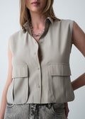 Camisa con bolsillos tipo cargo - Gris 14_519G331_GRI171107_0