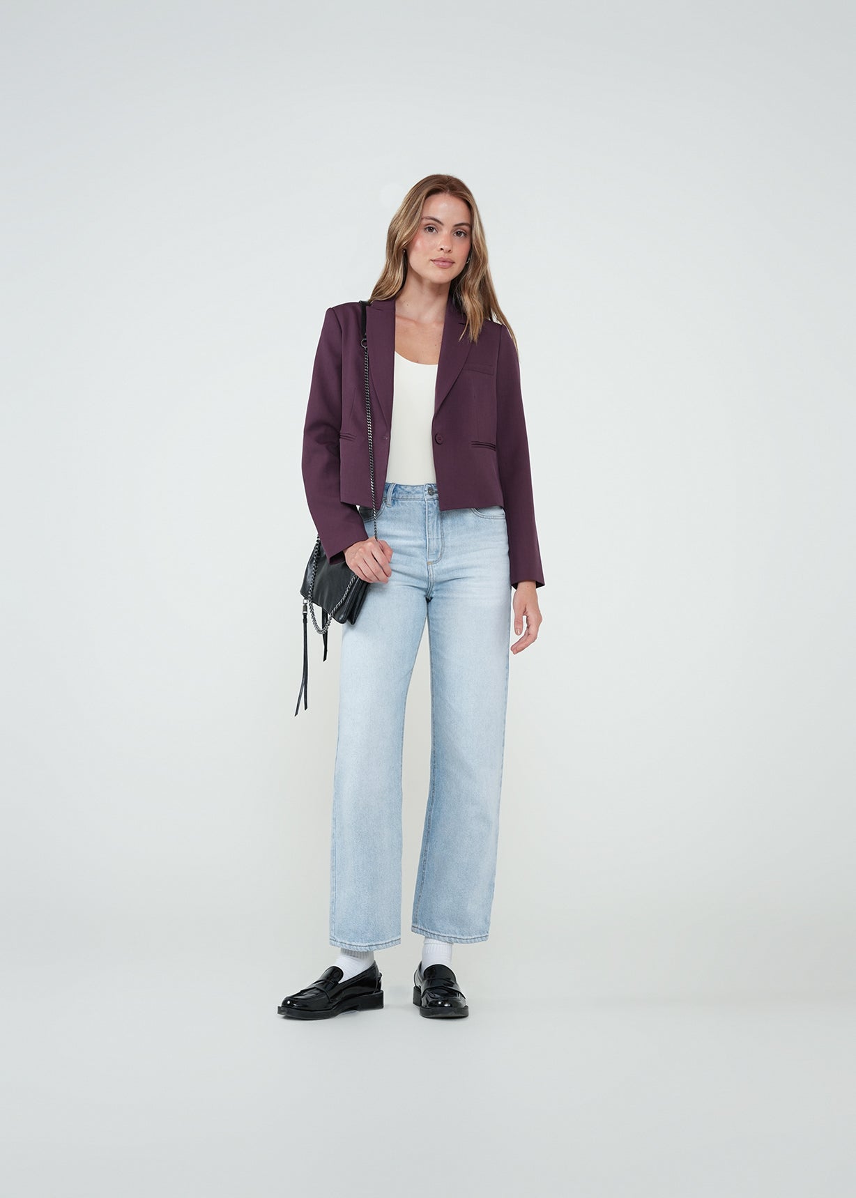 Blazer corto con botón - Morado 14_522H004_MOR191619_0