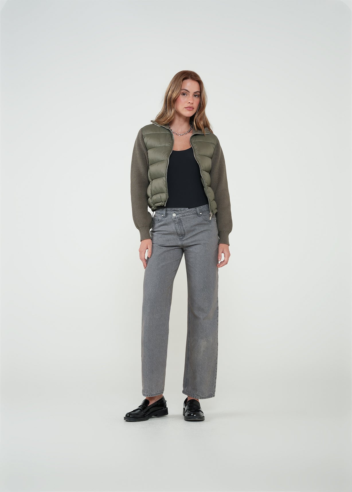 Chaqueta abullonada y tejida - Gris 14_522H008_GRI180516_3