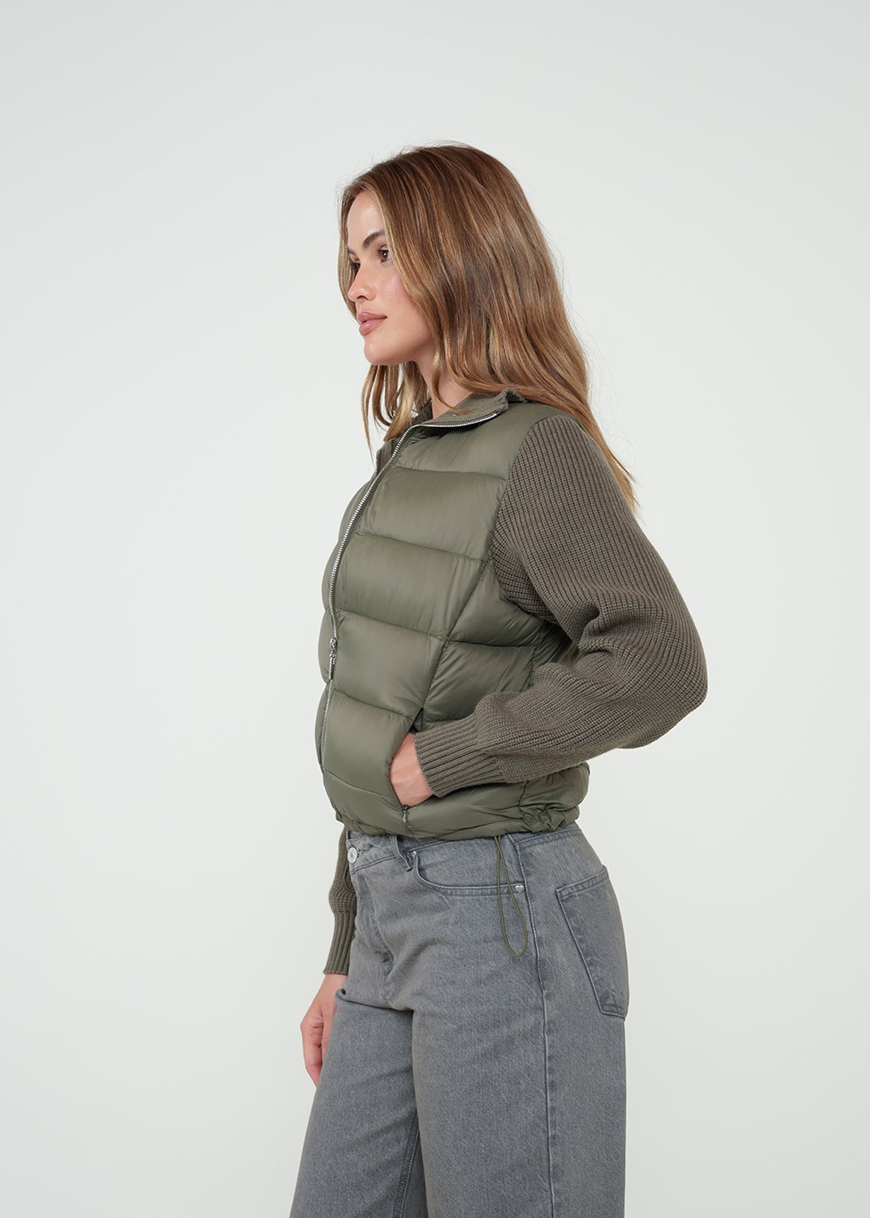 Chaqueta abullonada y tejida - Gris 14_522H008_GRI180516_5