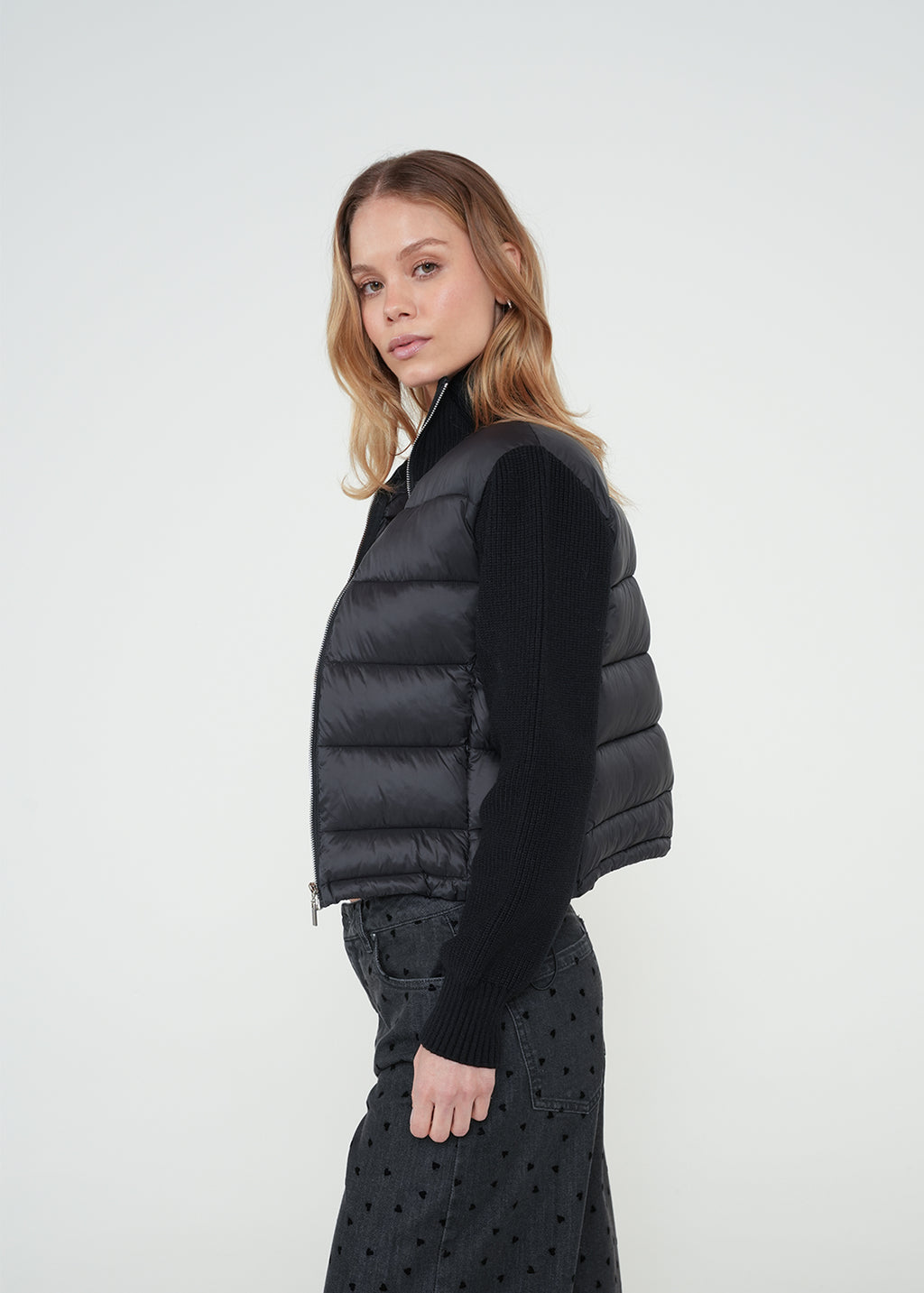 Chaqueta abullonada y tejida - Negro 14_522H008_NEG193909_3
