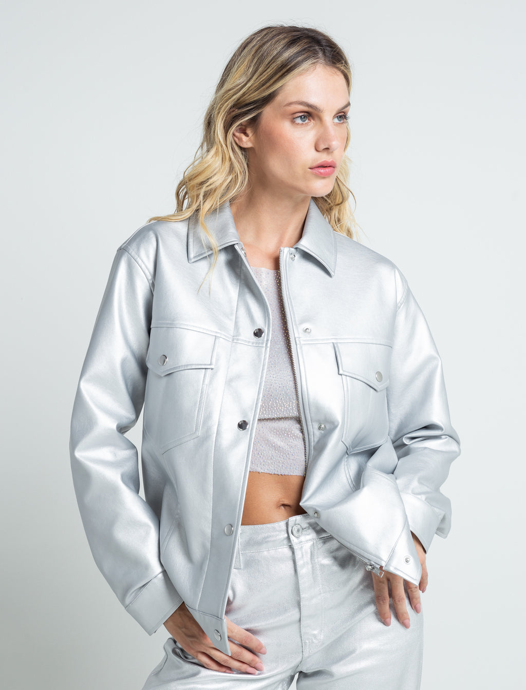 Chaqueta con efecto metalizado - Gris 14_529E026_GRI145002_3