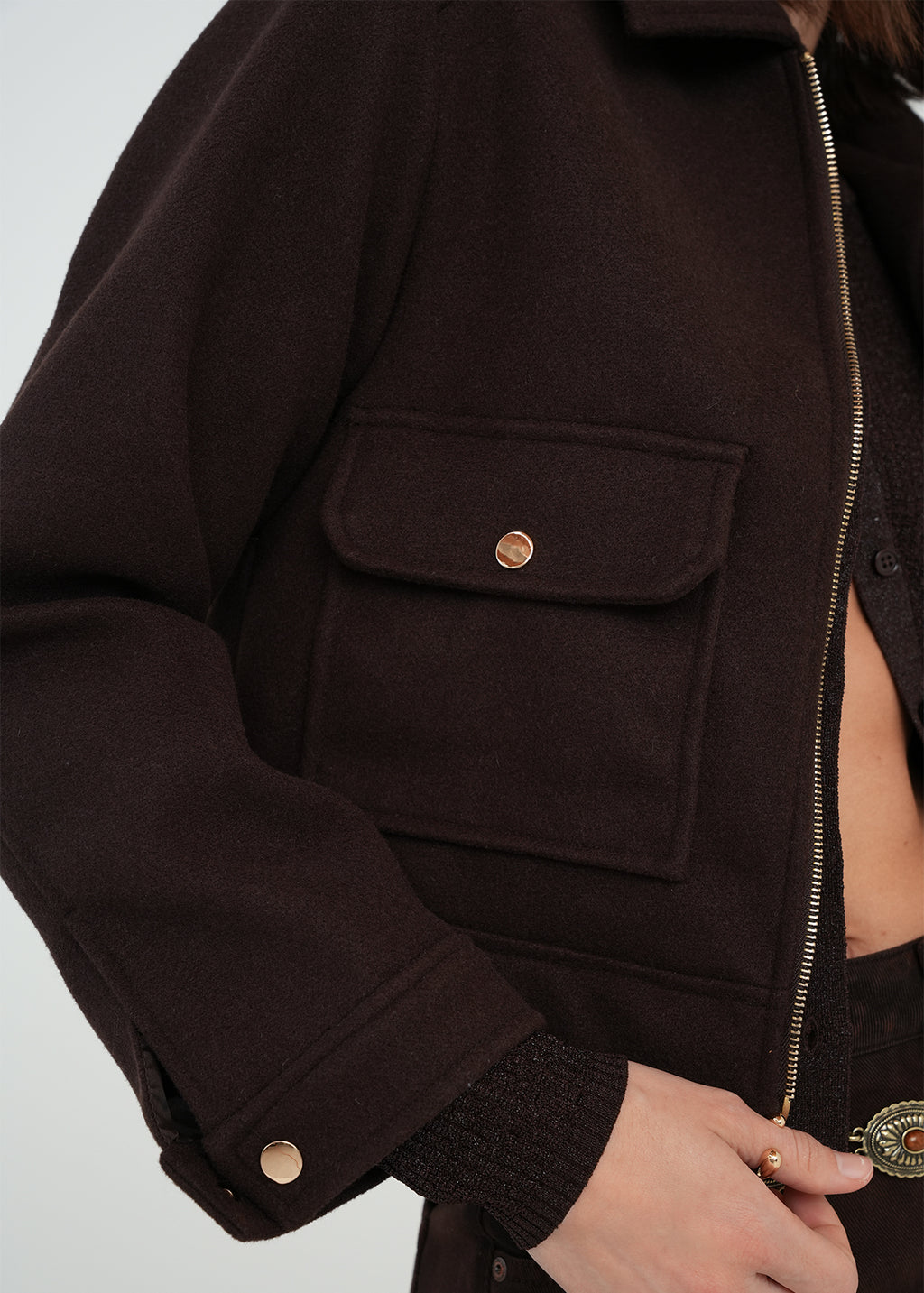Chaqueta con detalles dorados - Café 14_529G005_CAF191111_6