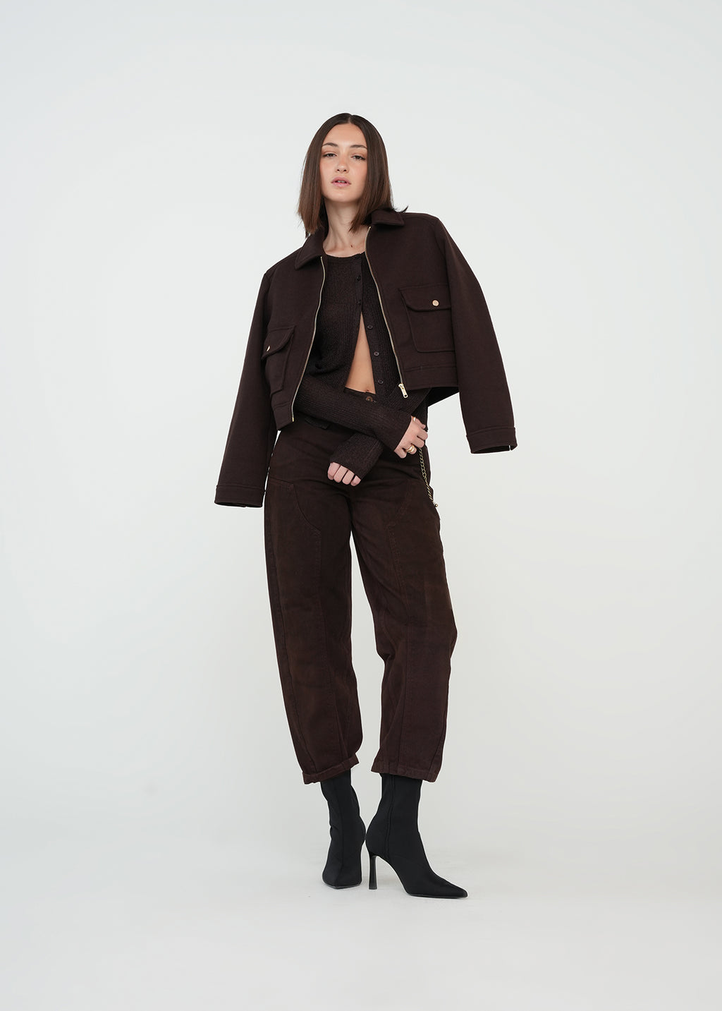 Chaqueta con detalles dorados - Café 14_529G005_CAF191111_7