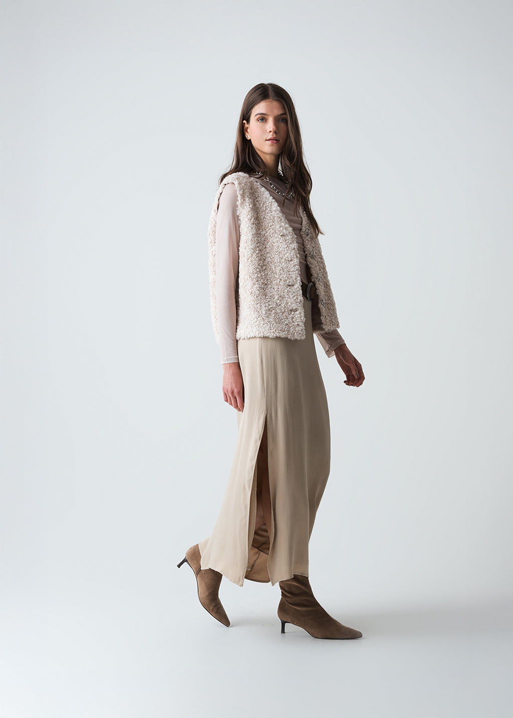 Falda con abertura en costado - Beige 14_543G370_BEI131012_7