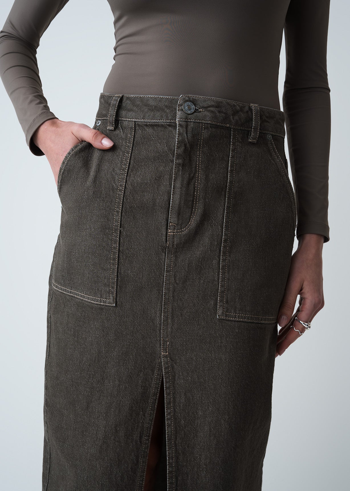 Falda larga con abertura - Gris 14_549G301_GRI180513_4