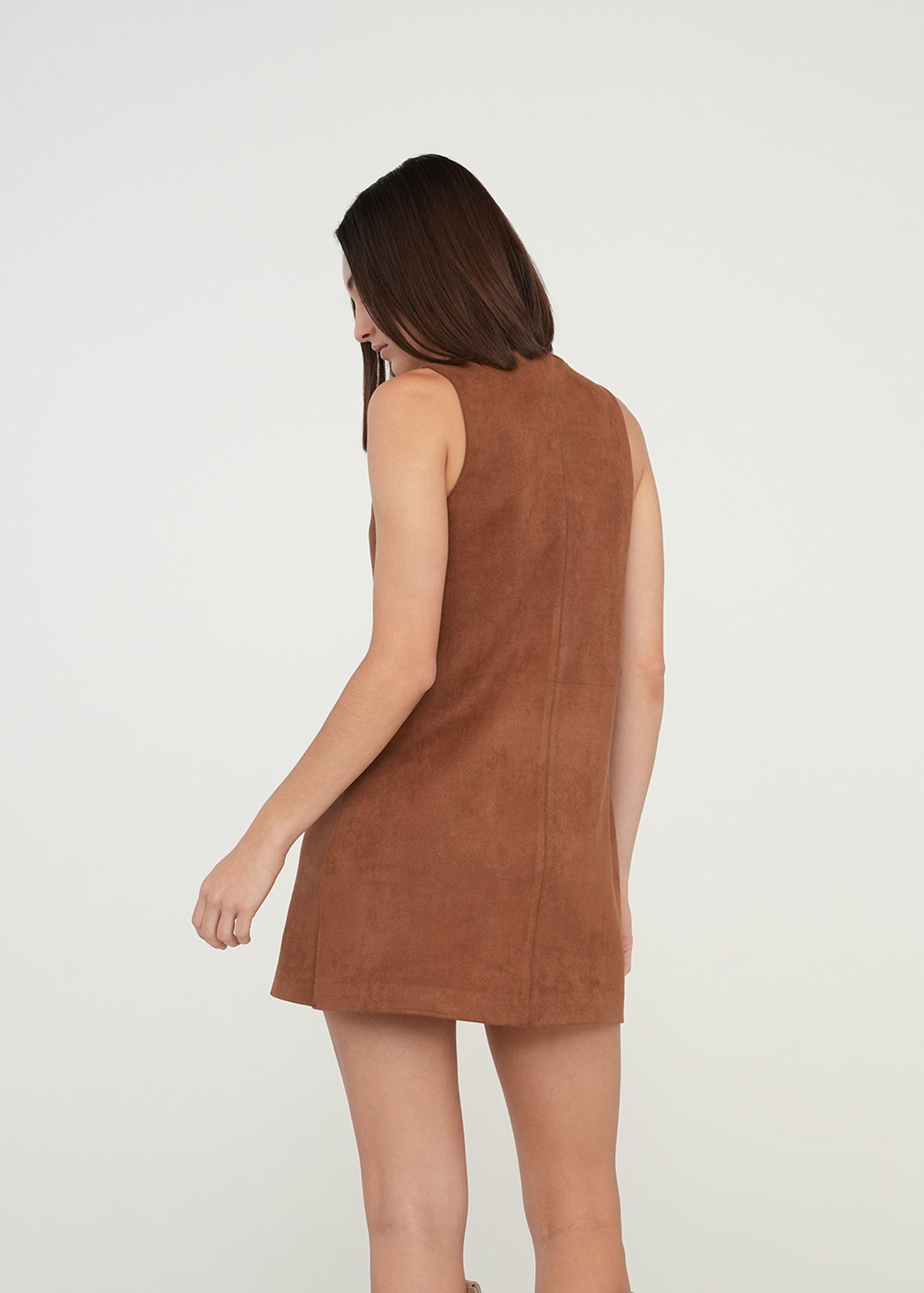 Vestido corto con taches - Café 14_579G367_CAF181048_7