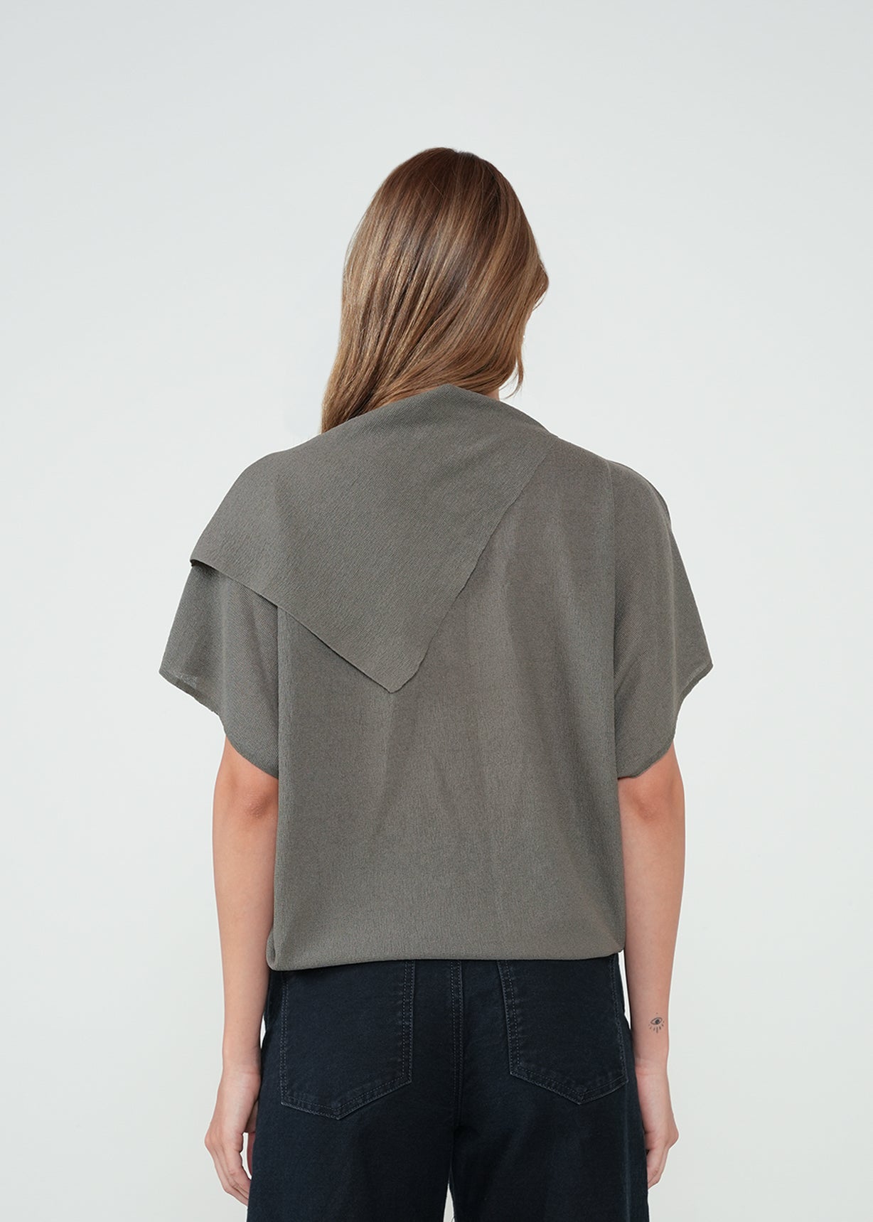 Camiseta con drapeado - Gris 14_582H002_GRI180516_7