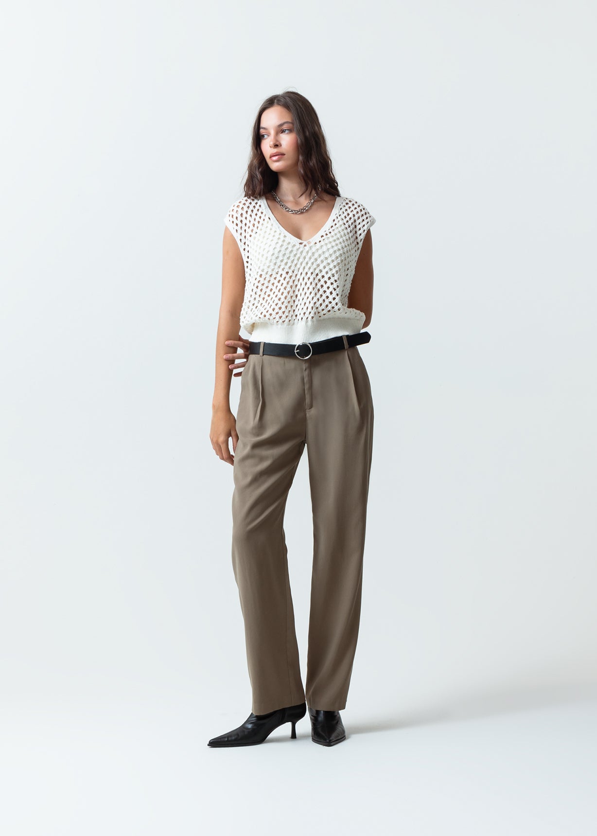 Camisa tejida de cuello en V - Crudo 14_589F003_CRU110605_3