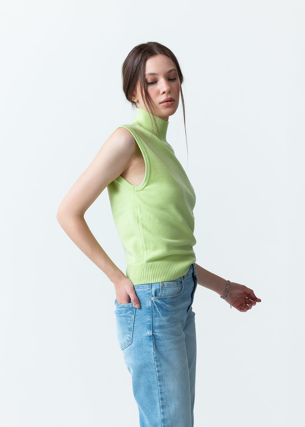 Camisa tejida de cuello alto - Verde 14_589F016_VER130319_3