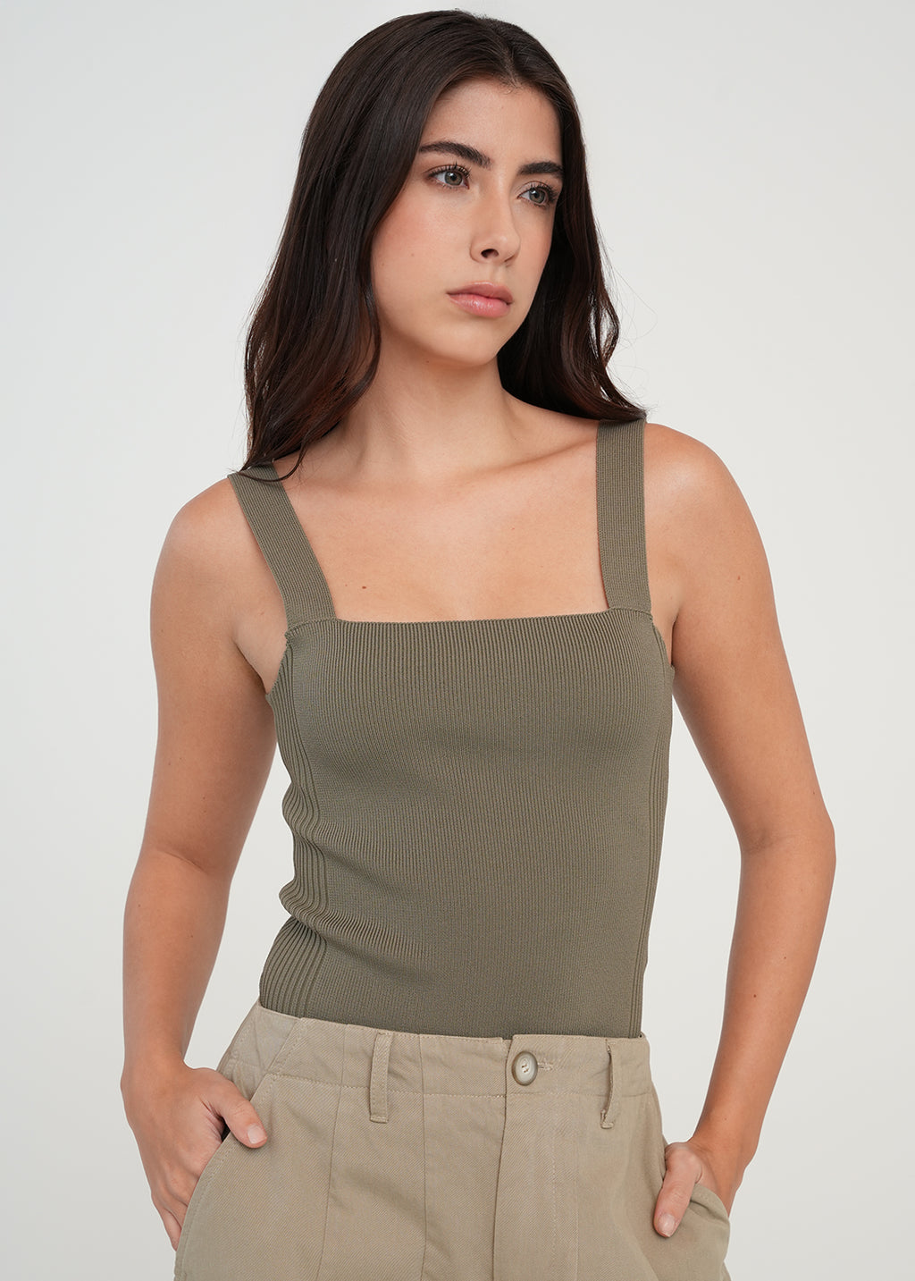 Camiseta tejida de tiras - Verde 14_589G008_VER190510_0