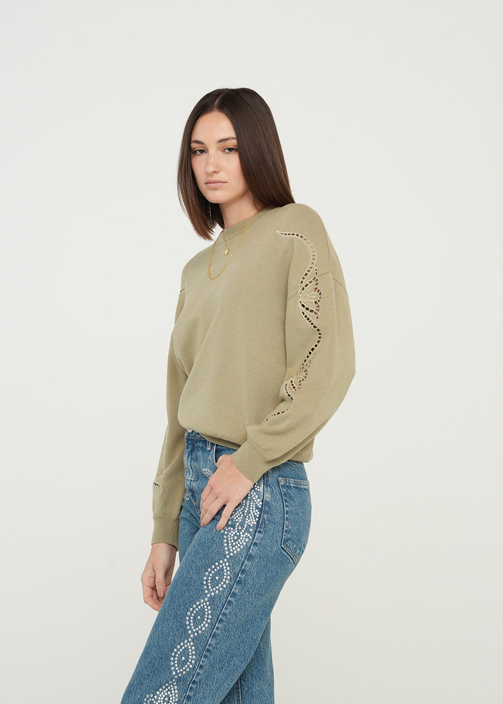 Buzo tejido con flores en mangas - Gris 14_589G054_GRI160613_5