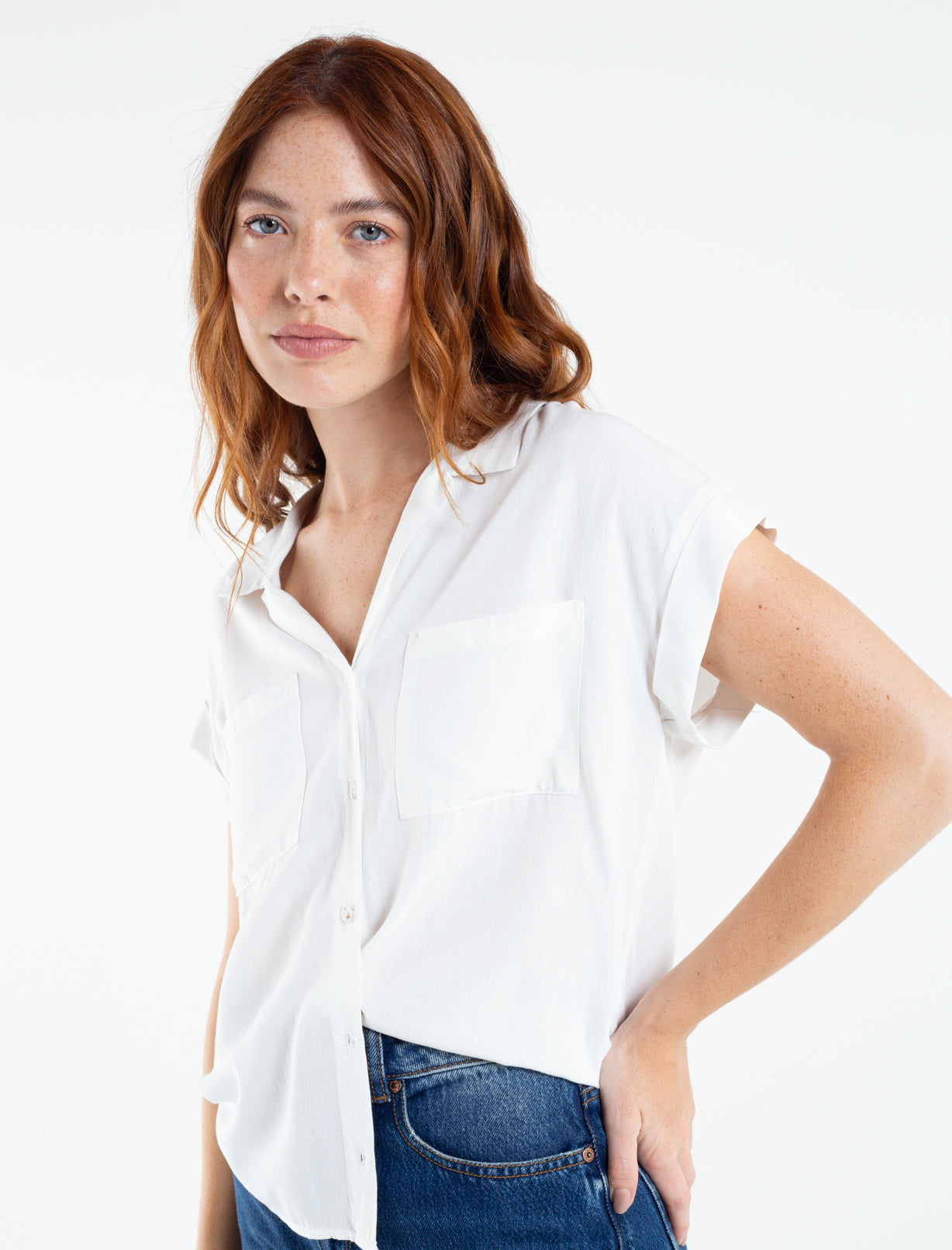 Camisa para mujer manga corta Martina infaltable - Crudo 14_710C508_A00948_4