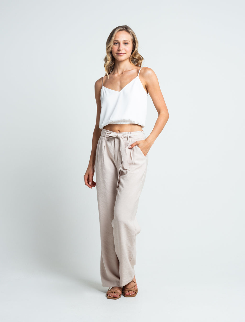 Pantalón con cinturón ajustable - Beige 14_730E503_BEI130607_5