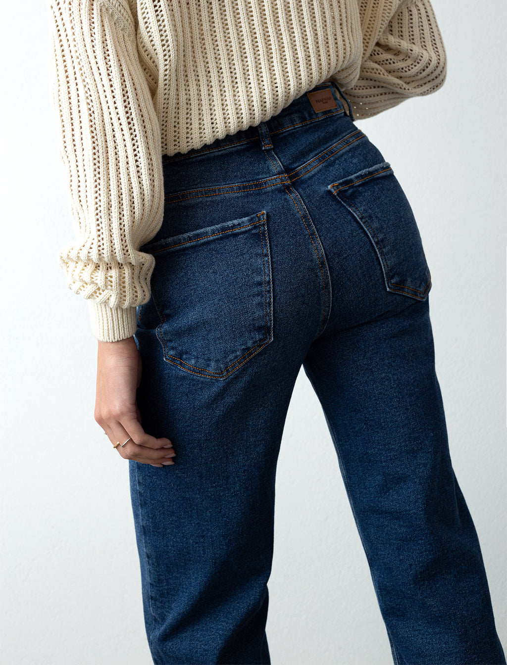 Jean para mujer tono medio Straight Cropped tiro súper alto Pauline infaltable - Azul 14_790D005_A03694_6