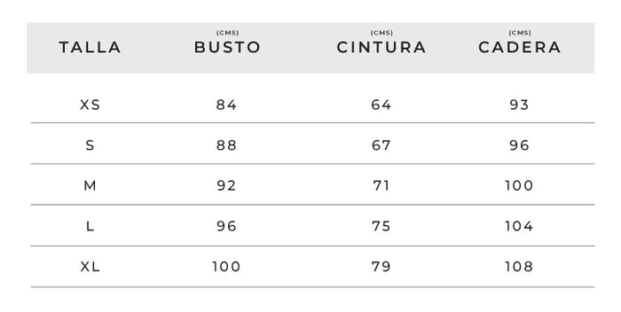 Superiores — Tabla de tallas
