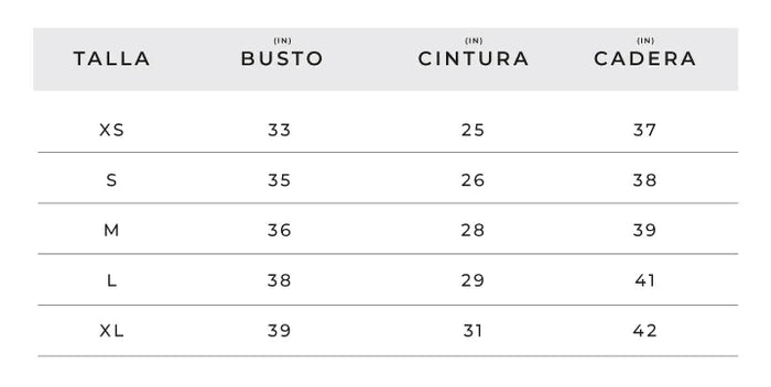 Superiores — Tabla de tallas